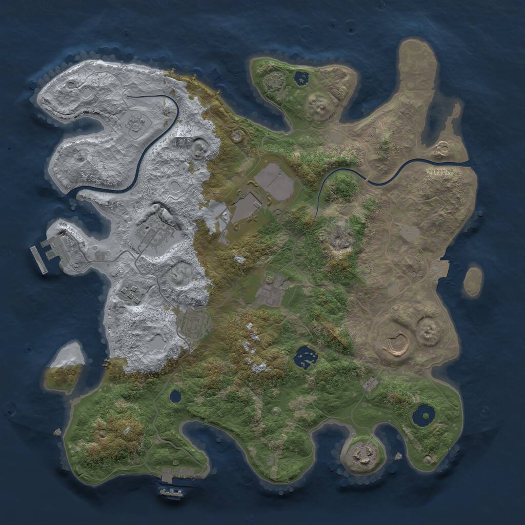 Rust Map: Procedural Map, Size: 3550, Seed: 668993, 13 Monuments