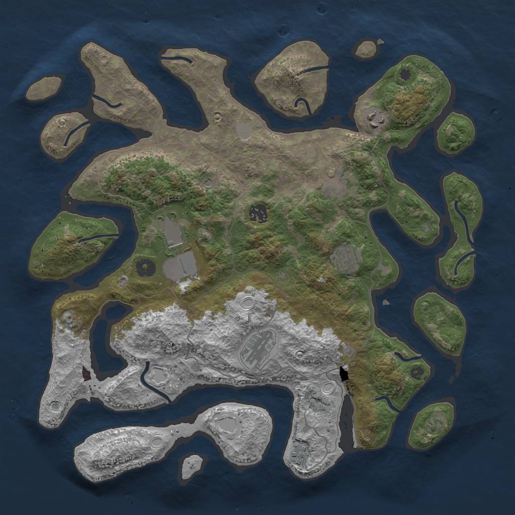 Rust Map: Procedural Map, Size: 4000, Seed: 854514338, 13 Monuments