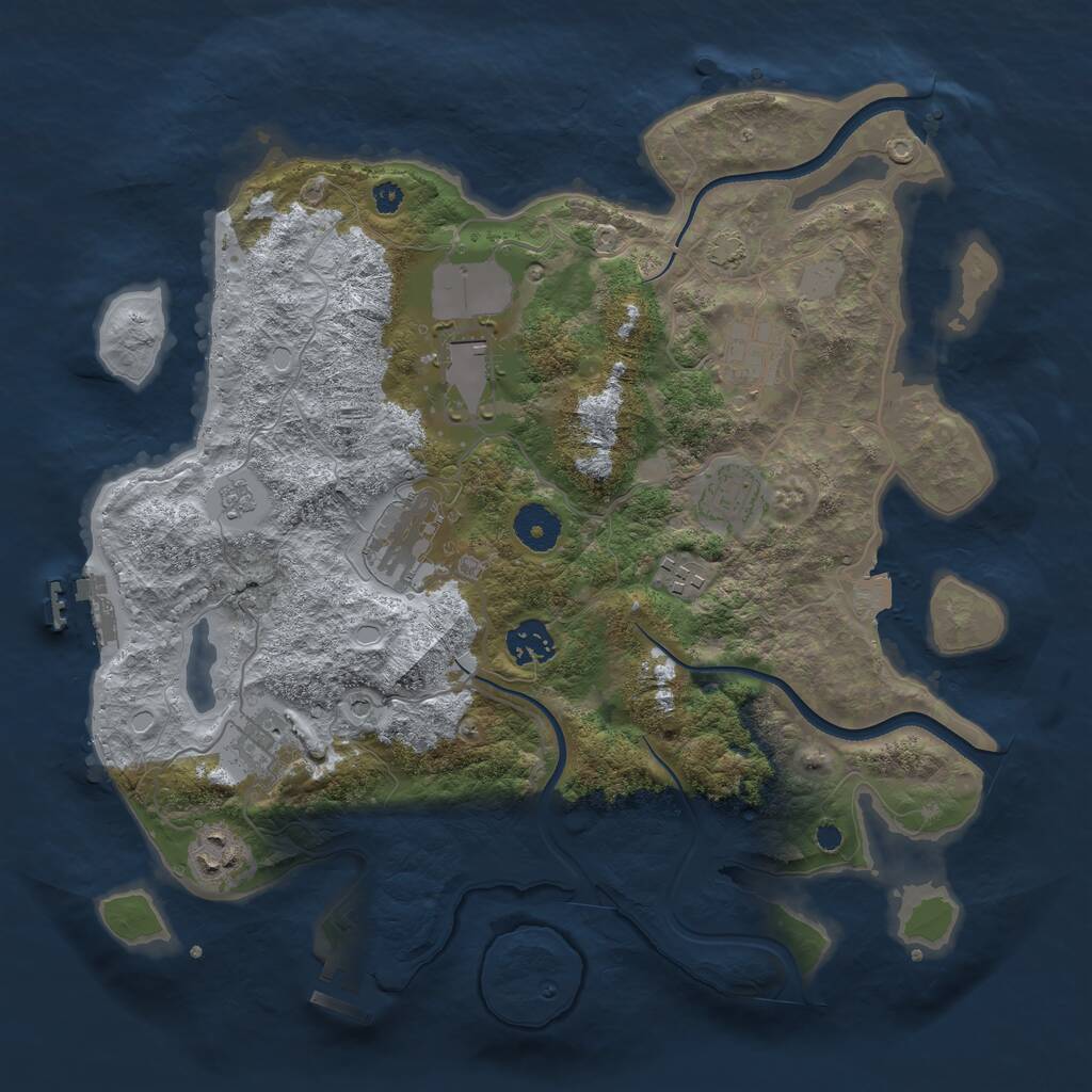 Rust Map: Procedural Map, Size: 3550, Seed: 436916, 14 Monuments