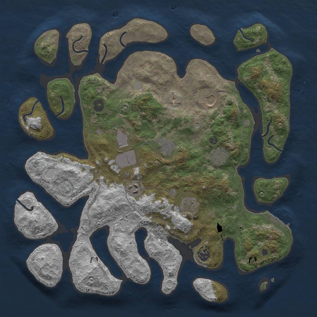 Rust Map: Procedural Map, Size: 4000, Seed: 12252021, 15 Monuments