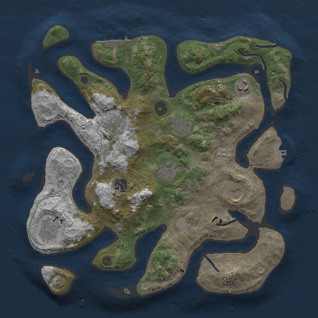 Rust Map: Procedural Map, Size: 3550, Seed: 555974, 16 Monuments