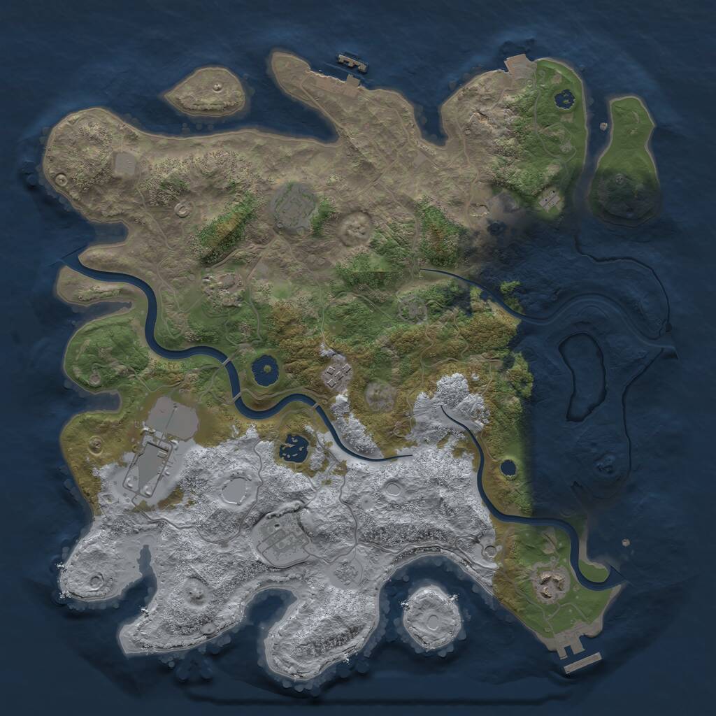 Rust Map: Procedural Map, Size: 3750, Seed: 2947, 14 Monuments