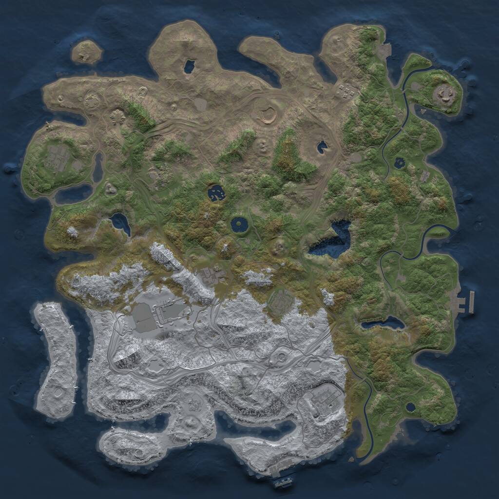 Rust Map: Procedural Map, Size: 4500, Seed: 120110042, 16 Monuments