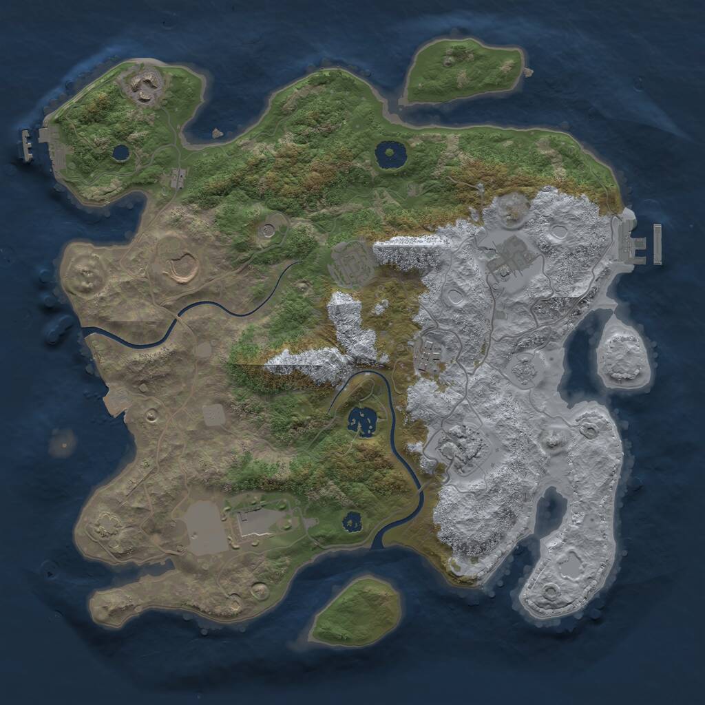 Rust Map: Procedural Map, Size: 3500, Seed: 968349103, 14 Monuments