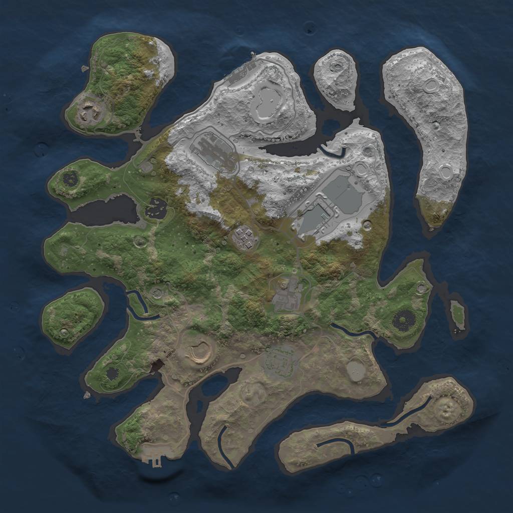 Rust Map: Procedural Map, Size: 3500, Seed: 1384671467, 16 Monuments