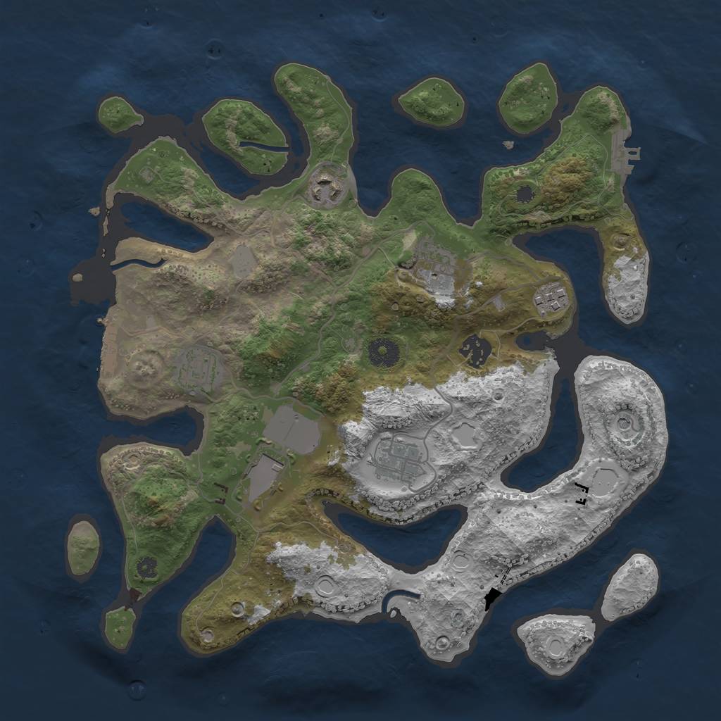 Rust Map: Procedural Map, Size: 3500, Seed: 1445383888, 15 Monuments