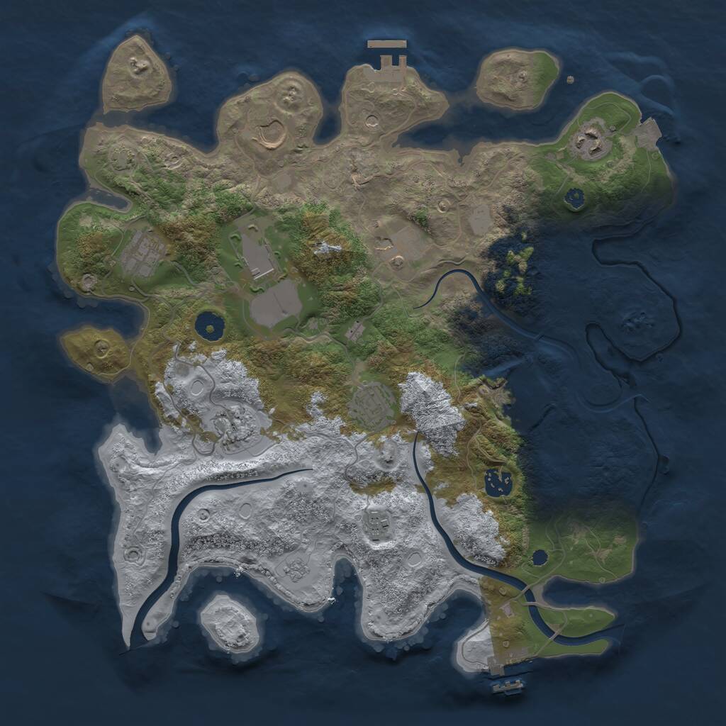 Rust Map: Procedural Map, Size: 3750, Seed: 1481667102, 16 Monuments