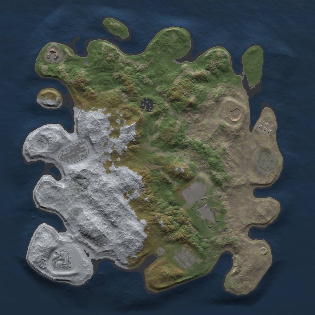 Rust Map: Barren, Size: 3500, Seed: 160, 12 Monuments