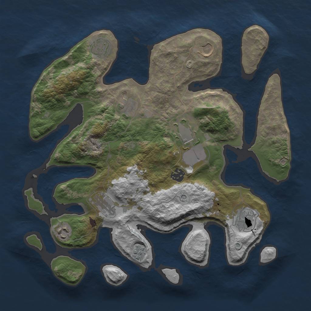 Rust Map: Barren, Size: 3500, Seed: 901, 12 Monuments