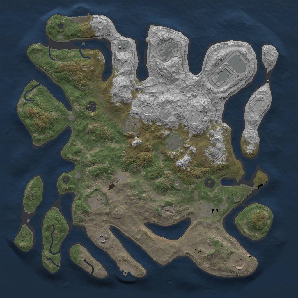 Rust Map: Procedural Map, Size: 4250, Seed: 2074900555, 19 Monuments