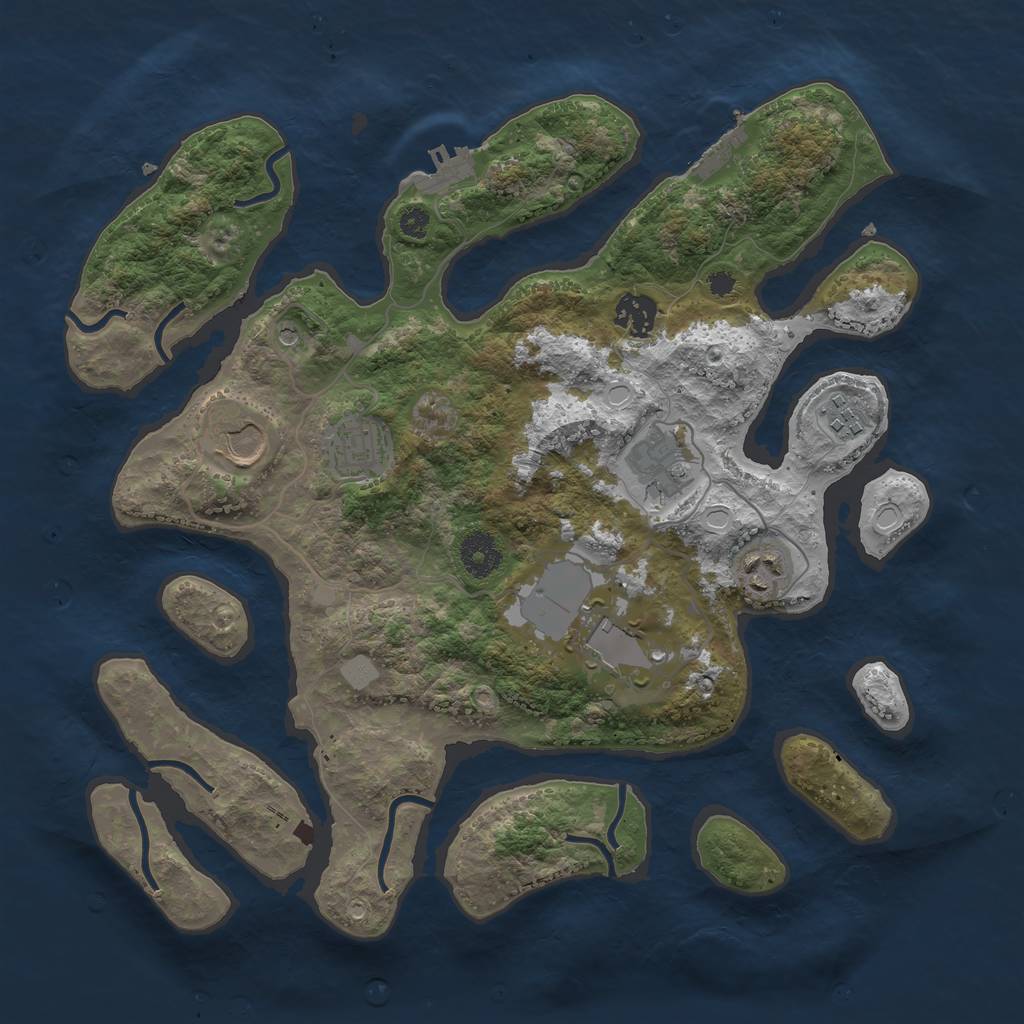 Rust Map: Procedural Map, Size: 3550, Seed: 296853, 15 Monuments