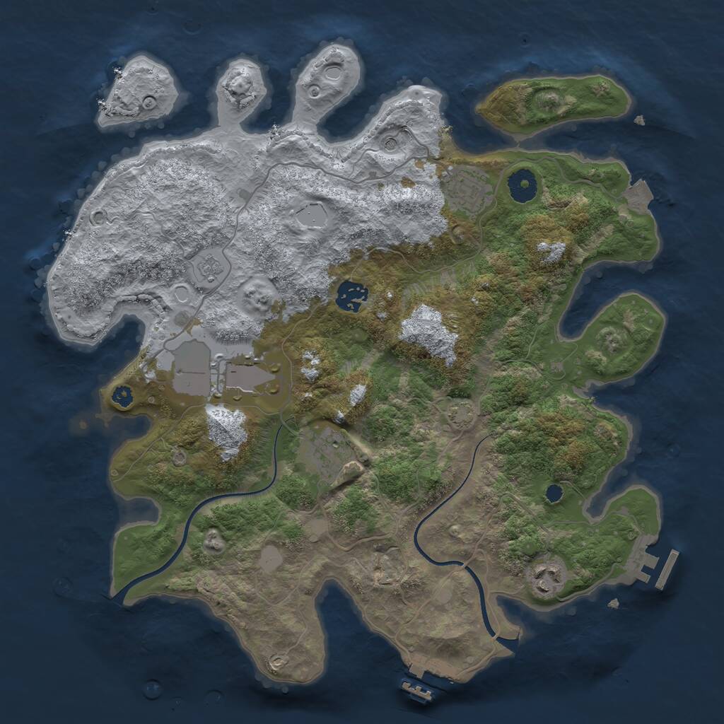 Rust Map: Procedural Map, Size: 3500, Seed: 1235276073, 11 Monuments