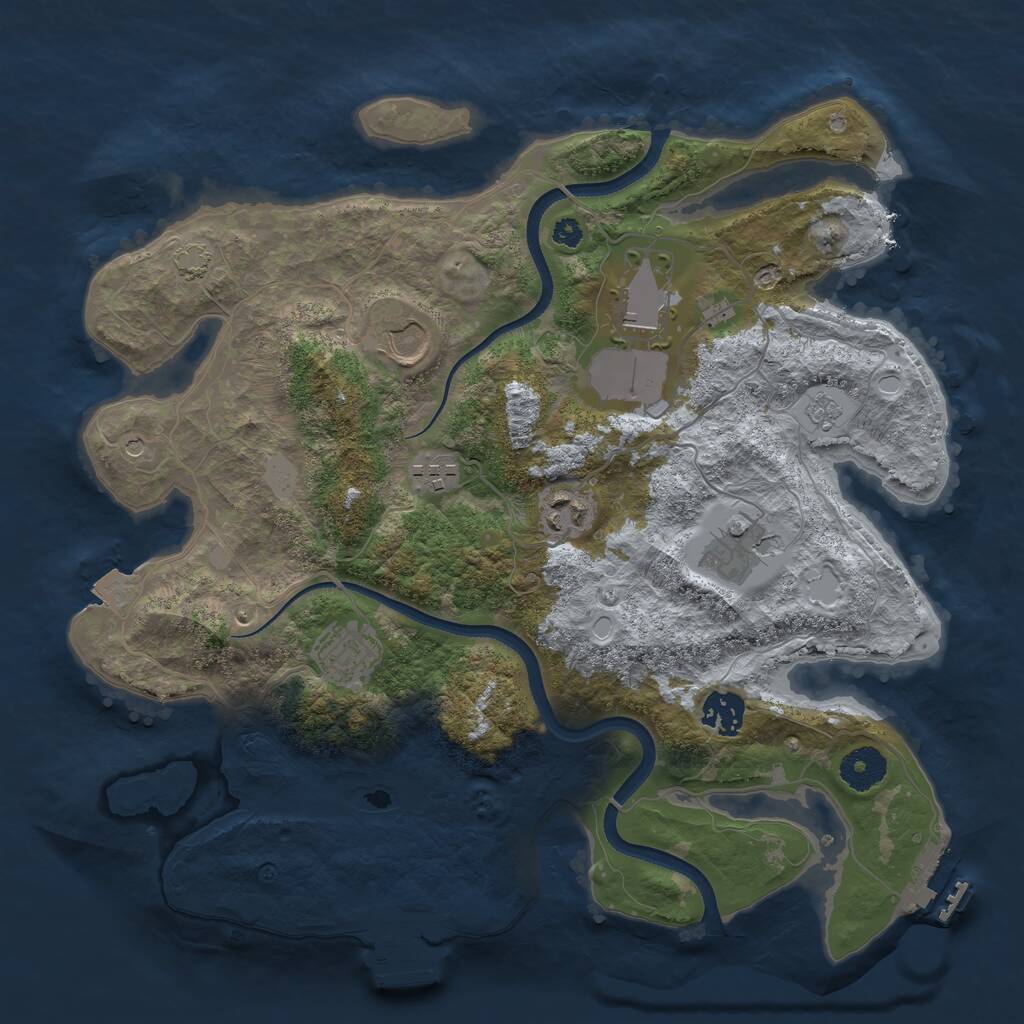 Rust Map: Procedural Map, Size: 3500, Seed: 589221048, 13 Monuments
