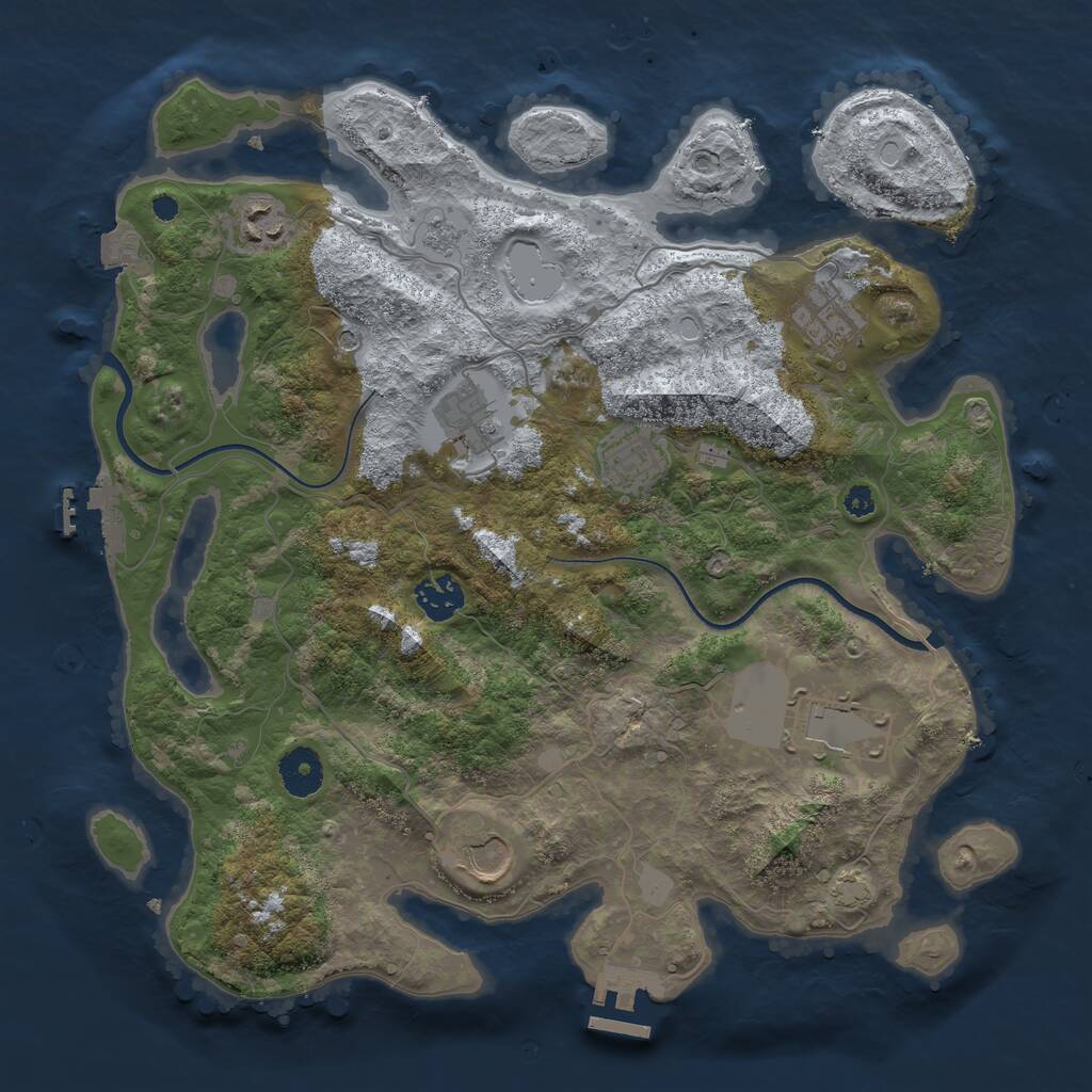 Rust Map: Procedural Map, Size: 3550, Seed: 205239, 13 Monuments