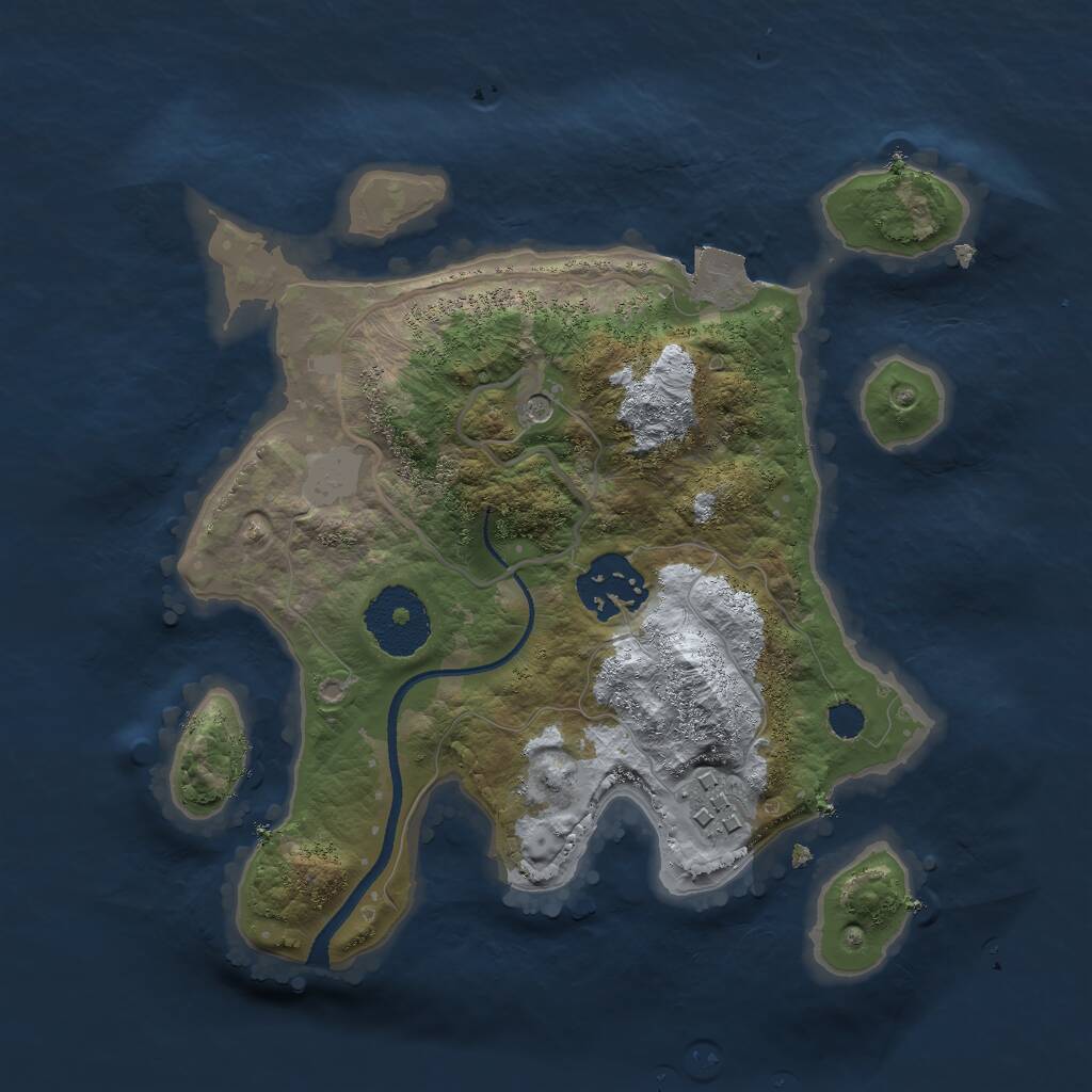 Rust Map: Procedural Map, Size: 2500, Seed: 353534, 4 Monuments