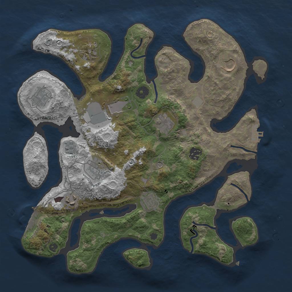 Rust Map: Procedural Map, Size: 3500, Seed: 494961164, 18 Monuments