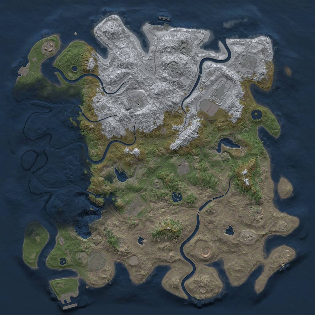 Rust Map: Procedural Map, Size: 4500, Seed: 666666, 17 Monuments