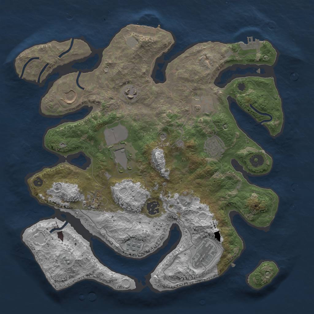 Rust Map: Procedural Map, Size: 3500, Seed: 2127489395, 17 Monuments