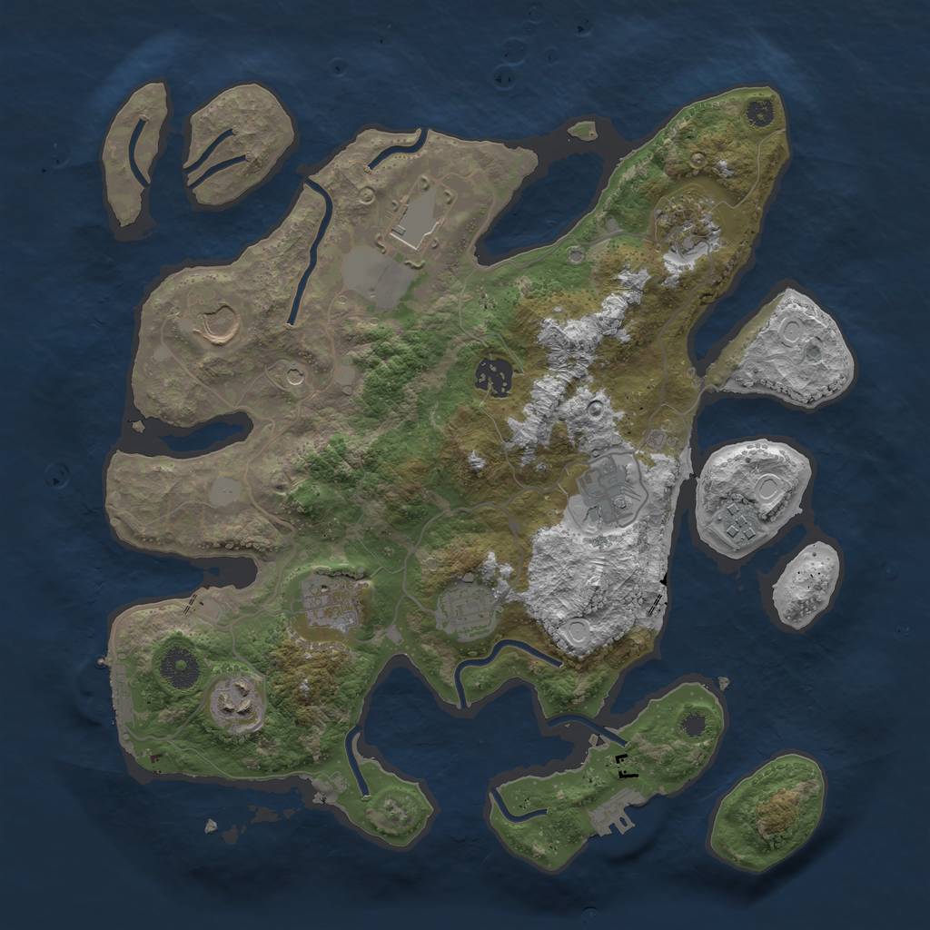 Rust Map: Procedural Map, Size: 3550, Seed: 670740, 17 Monuments