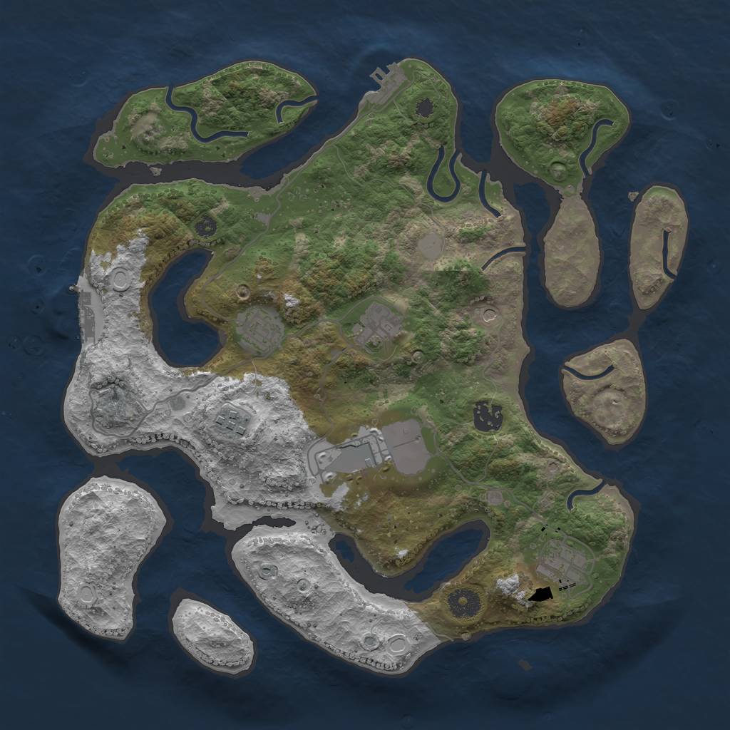 Rust Map: Procedural Map, Size: 3500, Seed: 781827650, 14 Monuments