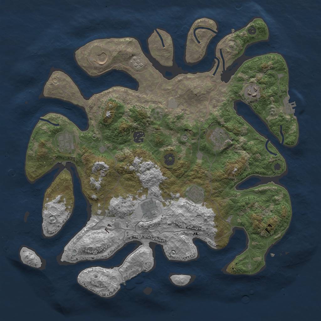 Rust Map: Procedural Map, Size: 4000, Seed: 855934, 16 Monuments