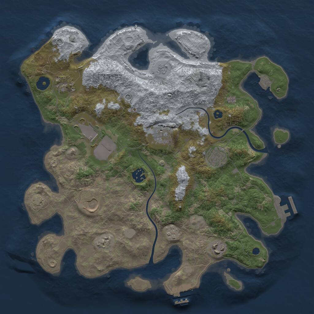 Rust Map: Procedural Map, Size: 3500, Seed: 1159631987, 14 Monuments