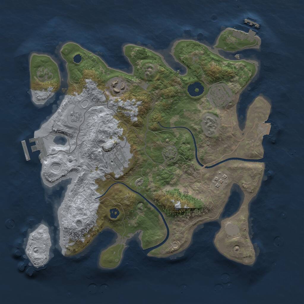 Rust Map: Procedural Map, Size: 3000, Seed: 11351, 9 Monuments