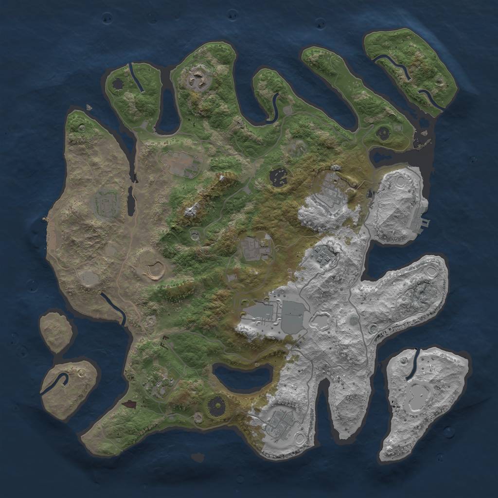 Rust Map: Procedural Map, Size: 4000, Seed: 303395396, 19 Monuments