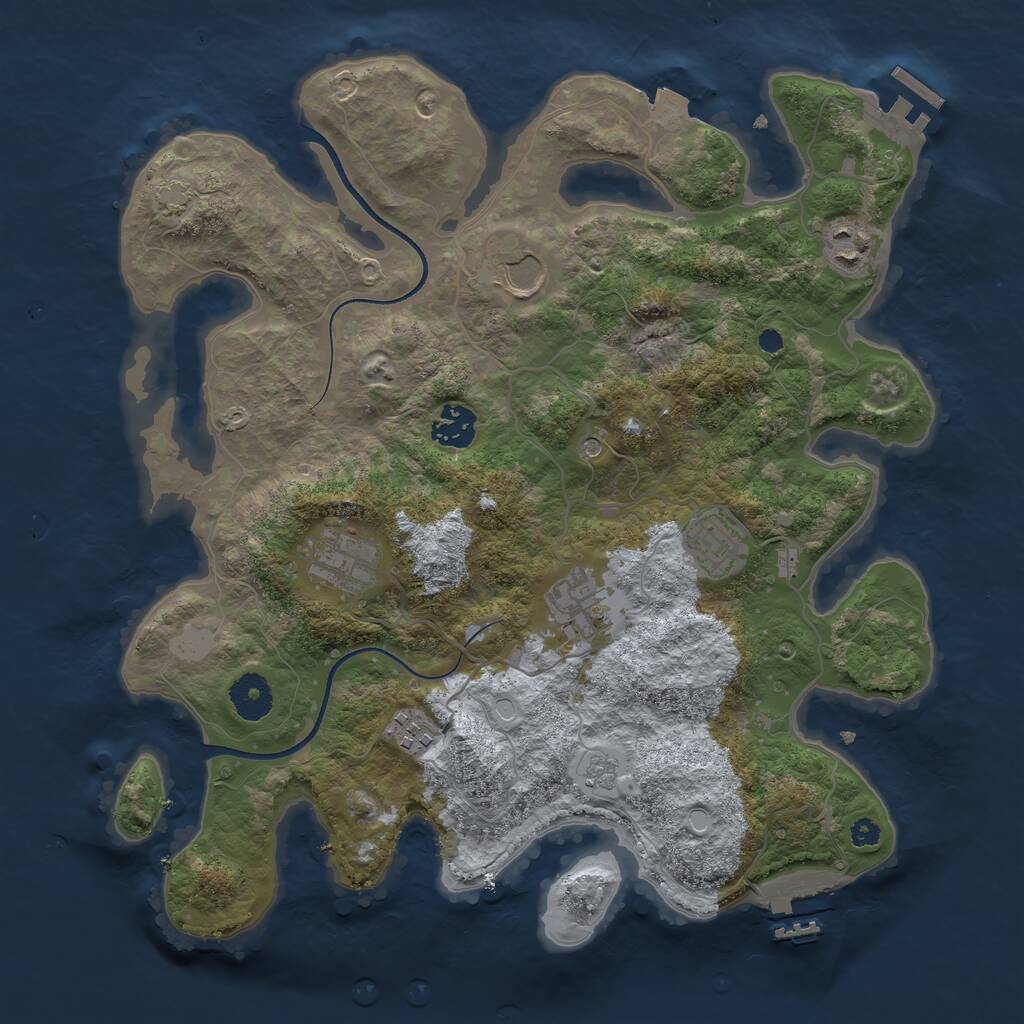 Rust Map: Procedural Map, Size: 3500, Seed: 353534, 13 Monuments