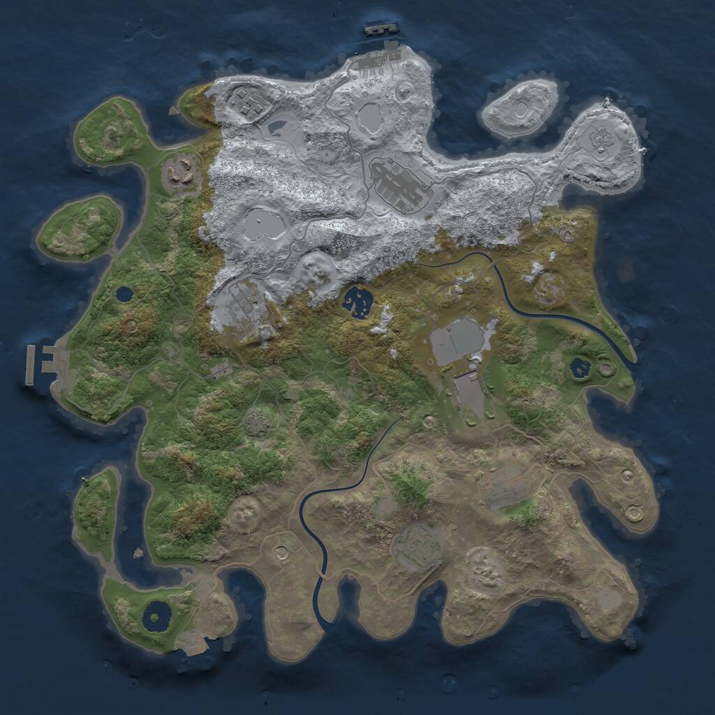 Rust Map: Procedural Map, Size: 3550, Seed: 414436, 14 Monuments