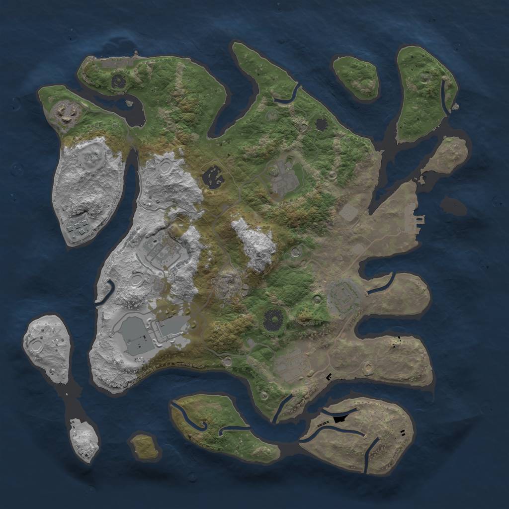 Rust Map: Procedural Map, Size: 3550, Seed: 800721, 16 Monuments