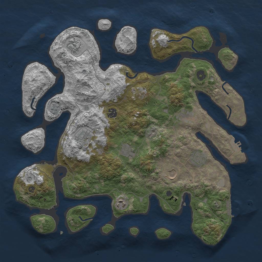 Rust Map: Procedural Map, Size: 4000, Seed: 1258169965, 17 Monuments