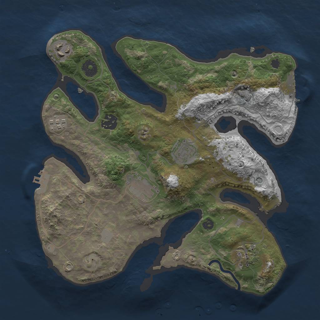 Rust Map: Procedural Map, Size: 3000, Seed: 2034444171, 14 Monuments