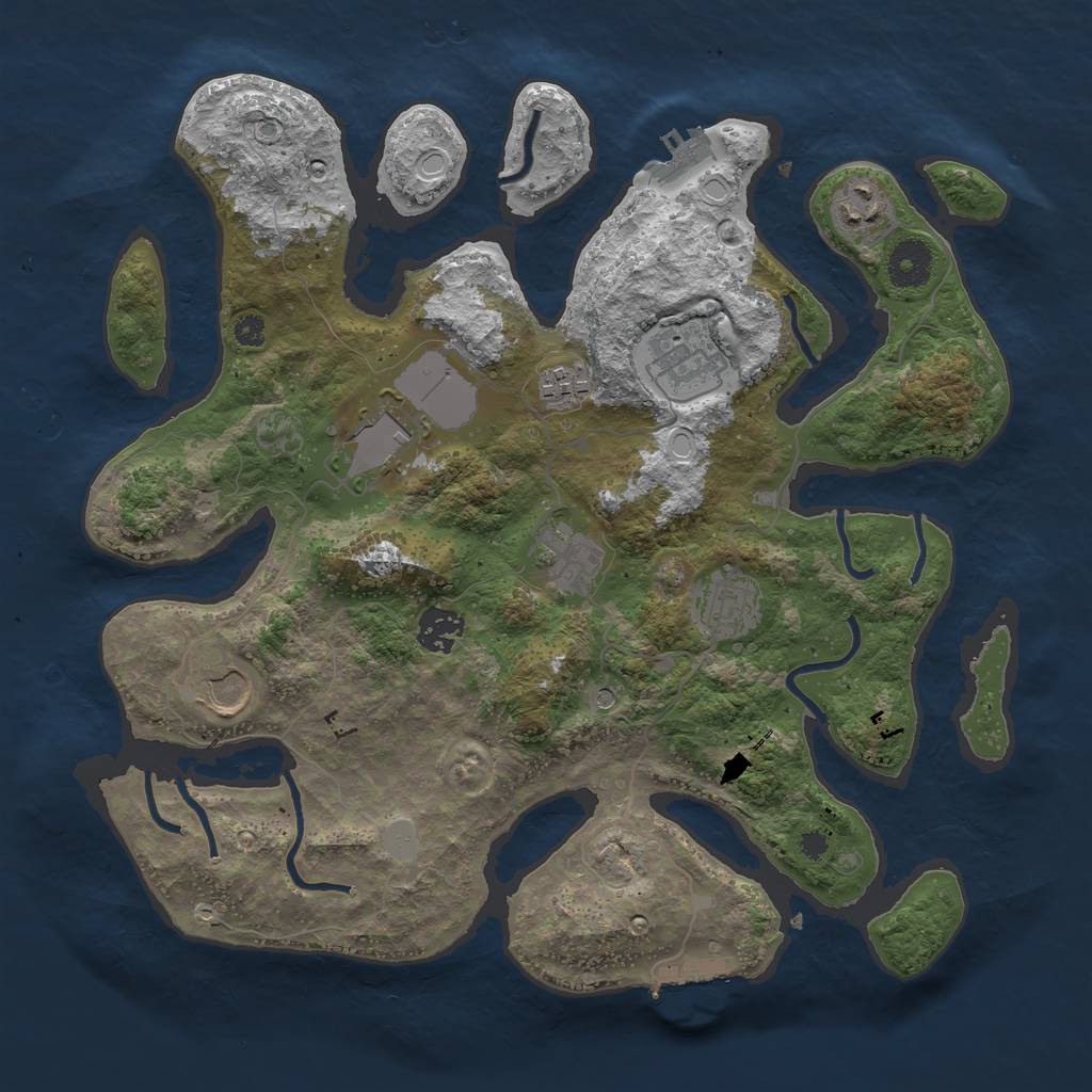 Rust Map: Procedural Map, Size: 3550, Seed: 86603, 16 Monuments