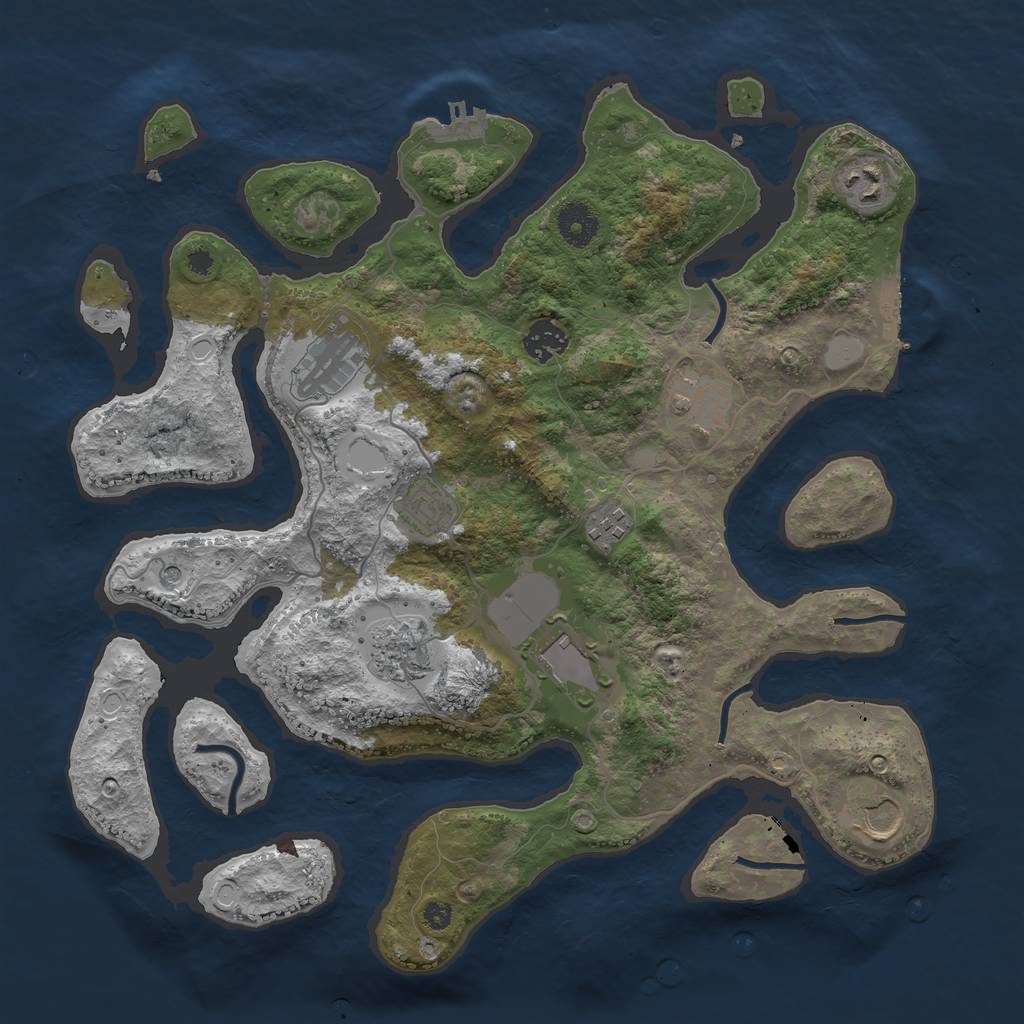 Rust Map: Procedural Map, Size: 3700, Seed: 99953, 17 Monuments