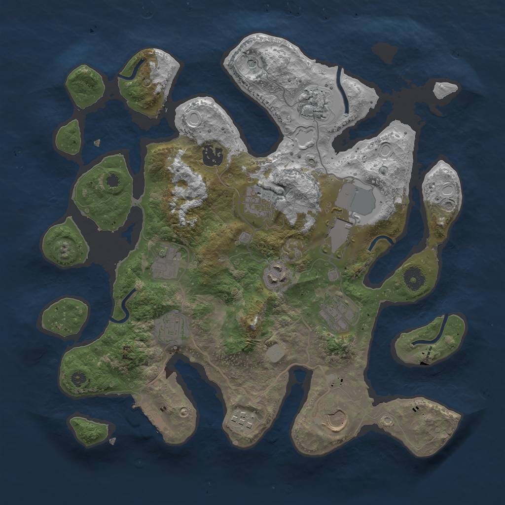 Rust Map: Procedural Map, Size: 3500, Seed: 531143124, 17 Monuments