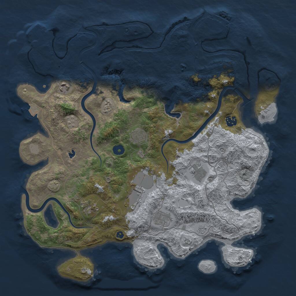 Rust Map: Procedural Map, Size: 4000, Seed: 870178, 14 Monuments