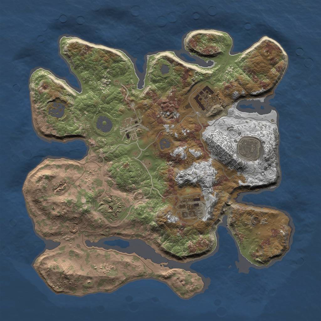 Rust Map: Procedural Map, Size: 3000, Seed: 313, 10 Monuments