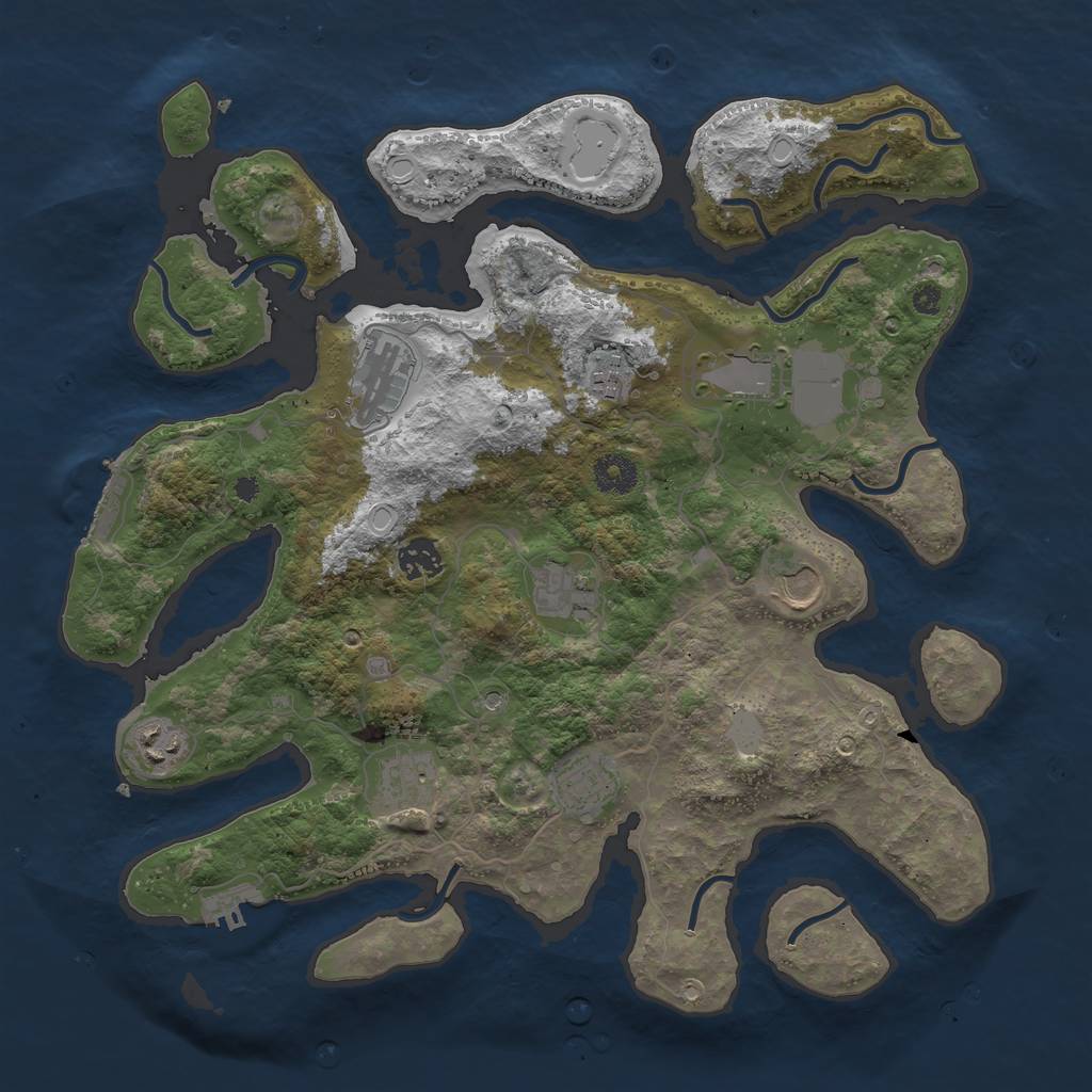 Rust Map: Procedural Map, Size: 3800, Seed: 1170886852, 17 Monuments