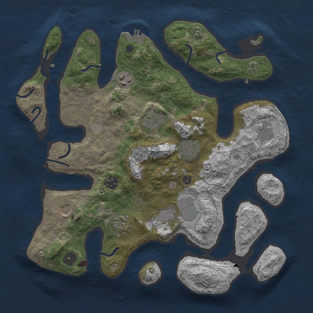 Rust Map: Procedural Map, Size: 3550, Seed: 604831, 16 Monuments