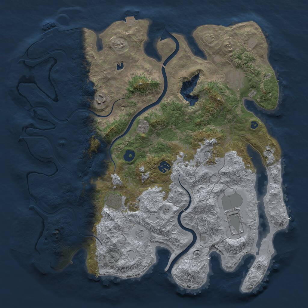 Rust Map: Procedural Map, Size: 4000, Seed: 664618, 13 Monuments