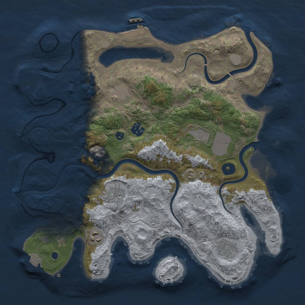 Rust Map: Procedural Map, Size: 3550, Seed: 781367, 12 Monuments