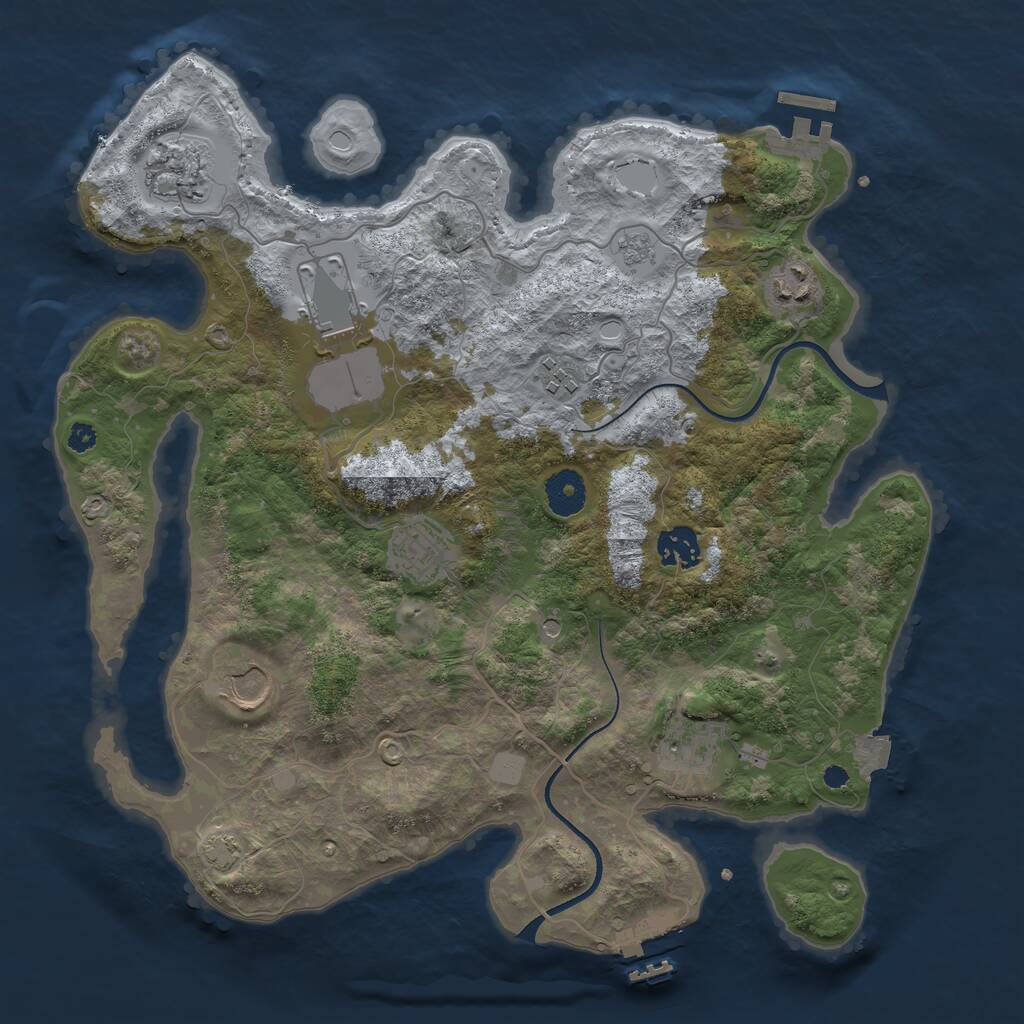 Rust Map: Procedural Map, Size: 3550, Seed: 907307, 14 Monuments