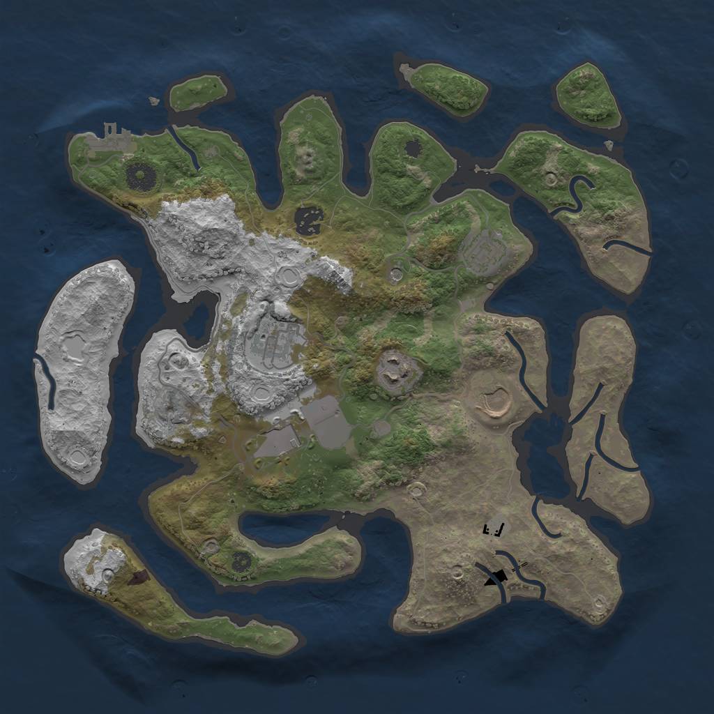 Rust Map: Procedural Map, Size: 3550, Seed: 521899, 13 Monuments