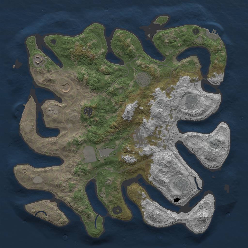 Rust Map: Procedural Map, Size: 4000, Seed: 102124, 17 Monuments