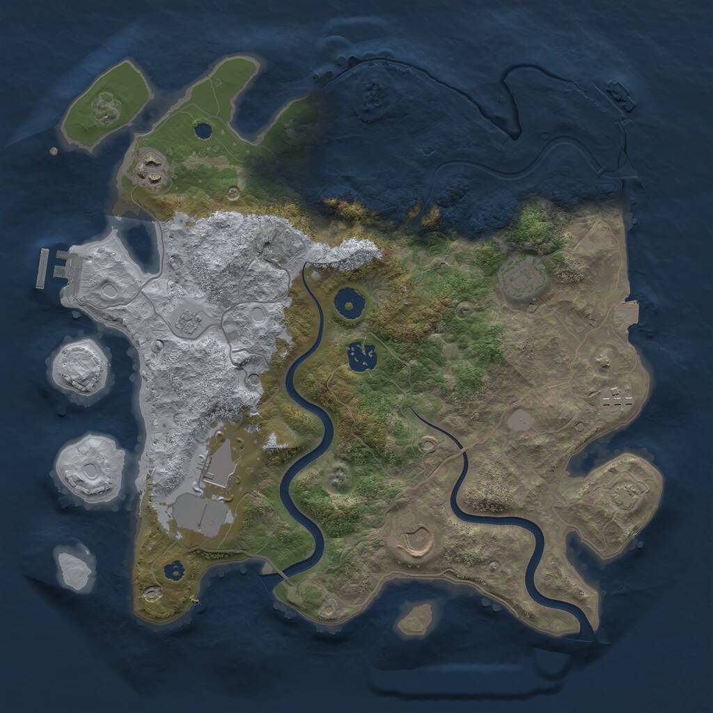 Rust Map: Procedural Map, Size: 3550, Seed: 189854, 12 Monuments