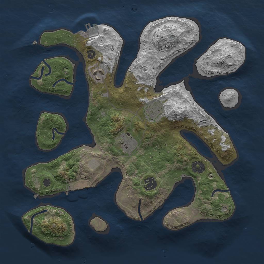 Rust Map: Procedural Map, Size: 3000, Seed: 596719, 11 Monuments