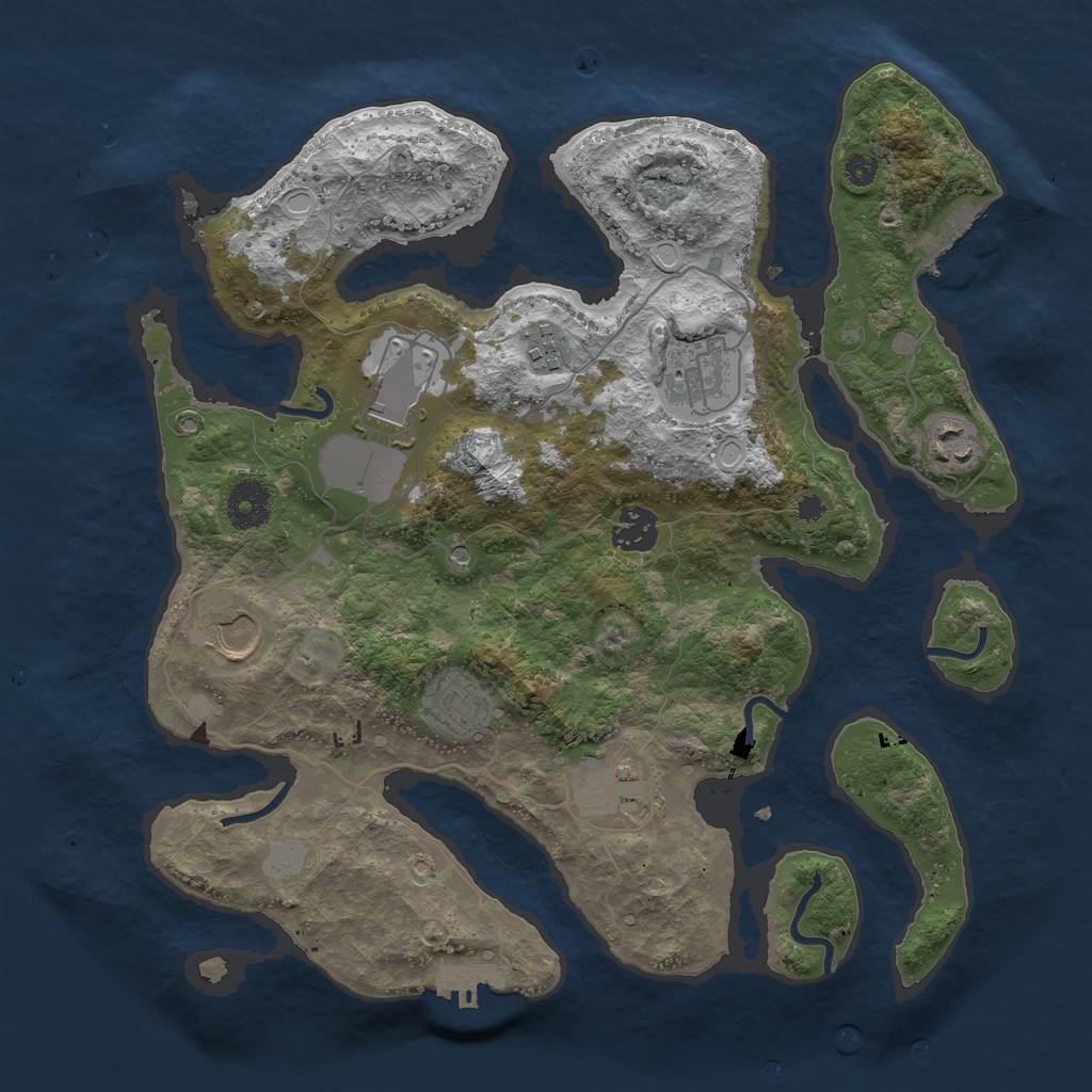 Rust Map: Procedural Map, Size: 3500, Seed: 33184765, 16 Monuments