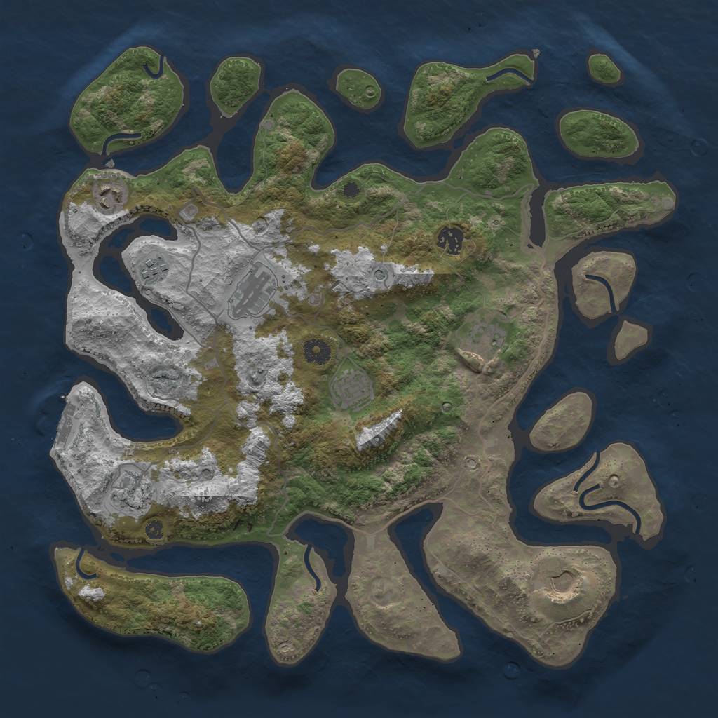 Rust Map: Procedural Map, Size: 4000, Seed: 288852816, 12 Monuments