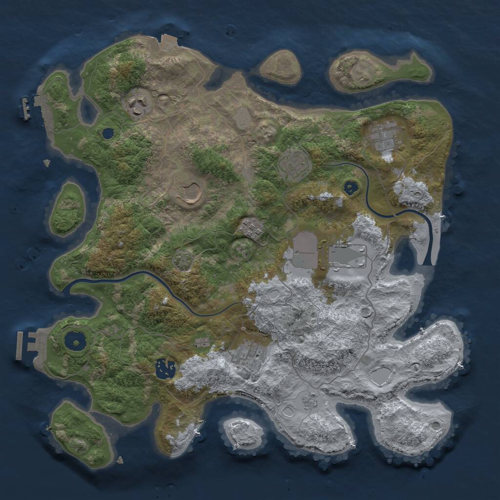 Rust Map: Procedural Map, Size: 3550, Seed: 970848, 13 Monuments